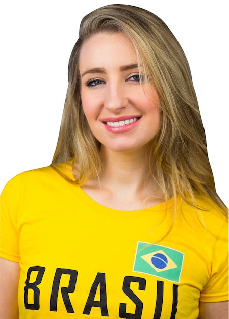 Hübsches Fußballfan in Brasilien-T-Shirt