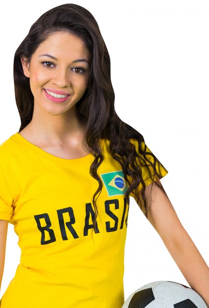 Hübsches Fußballfan in Brasilien-T-Shirt