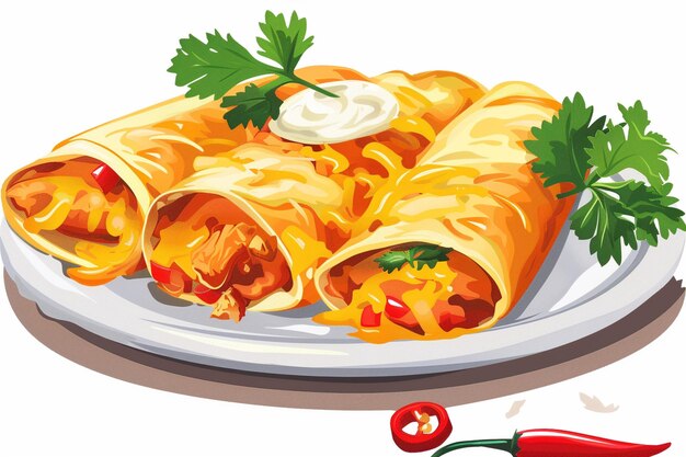 Hühner-Enchiladas auf durchsichtigem Hintergrund