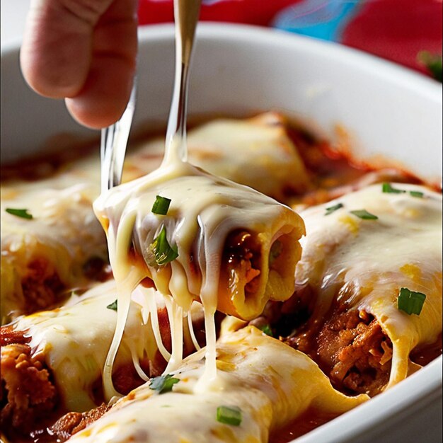 Foto hühner-enchiladas mit schwarzen bohnen mexikanisches gericht top-view-tischszene auf einem dunklen holz-hintergrund