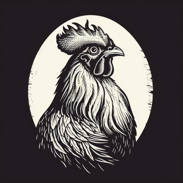 Hühner-Logo schwarz-weiß KI-generiertes Bild