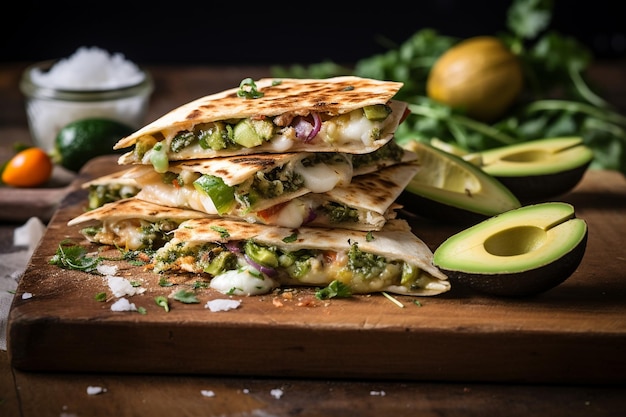 Foto hühner- und avocado-quesadillas mit chipotle mayo