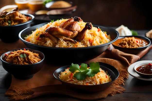 Hühnerbiryani wird auf den Tisch gelegt.