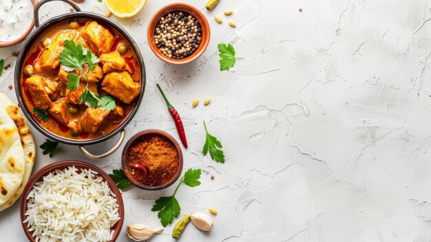 Hühnercurry mit Basmati-Reis und Nan-Brot