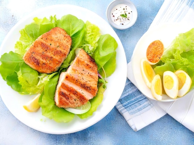 Hühnerfilet mit Salat Gesundes Essen Keto-Diät Diät Mittagessen Konzept AI_Generated