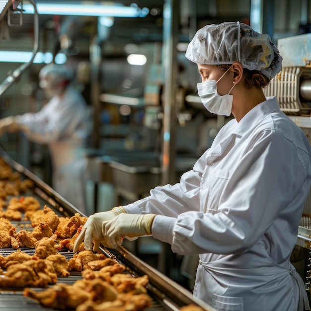 Hühnerfiletverpackungslinie Lebensmittelindustrie arbeitet an einer automatisierten Produktionslinie