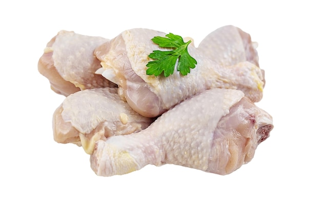 Hühnerfleisch isolieren auf weißem Hintergrund Selektiver Fokus