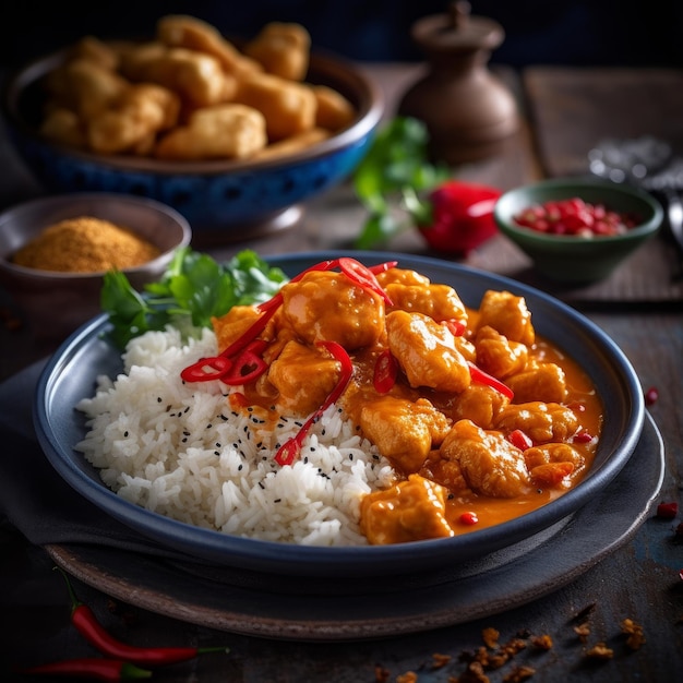 Hühnernuggets in Massaman-Curry und generativer Reis-KI