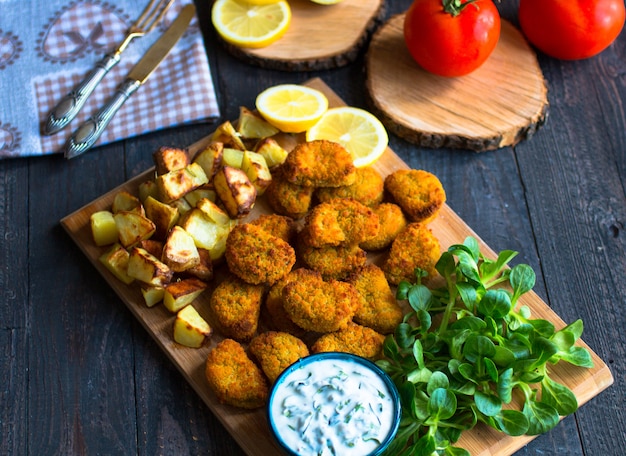 Hühnernuggets mit Joghurtsoße