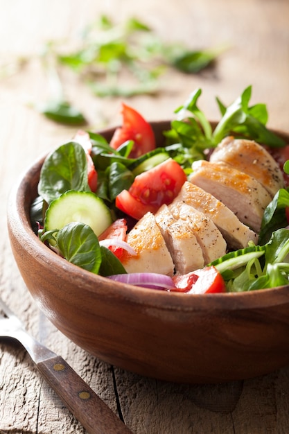 Hühnersalat mit Tomaten und Gurken