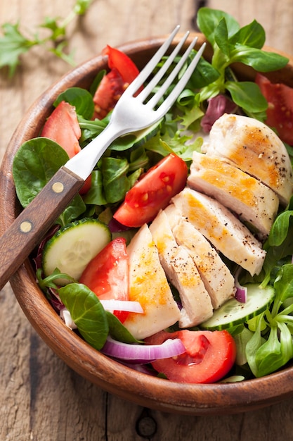 Hühnersalat mit Tomaten und Gurken