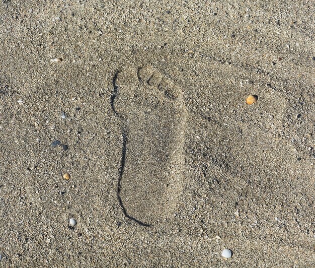 Una huella en la arena de una playa