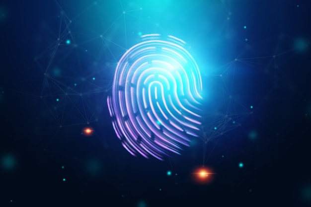 La huella dactilar del holograma futurista