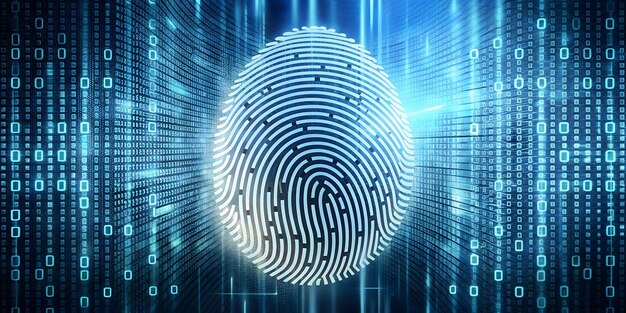 Huella digital abstracta con código binario en un fondo blanco aislado concepto como A estilizado