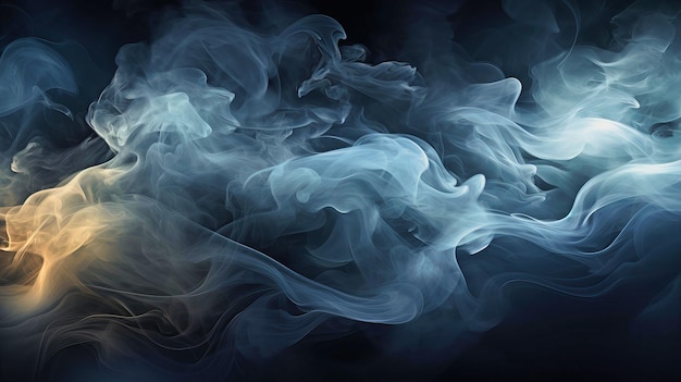 Las huellas de humo efímeras crean patrones místicos grises fantasmáticos girando y entrelazándose