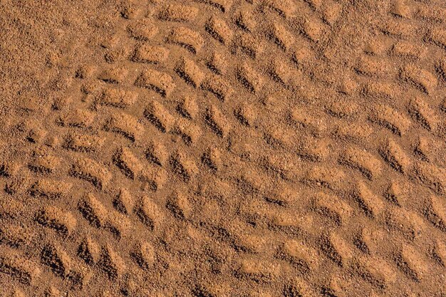 Huellas de los neumáticos en una arena en el desierto