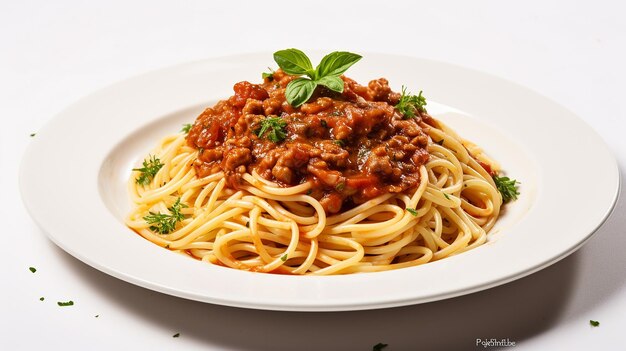 Hülsenfruchtnudeln mit Tomatensauce und Hackfleisch auf dem Teller