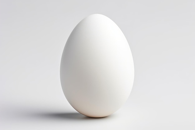 Huevo blanco de una gallina aislado sobre un fondo blanco