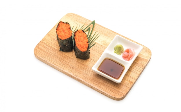 Huevo camarones nigiri sushi - estilo de comida japonesa