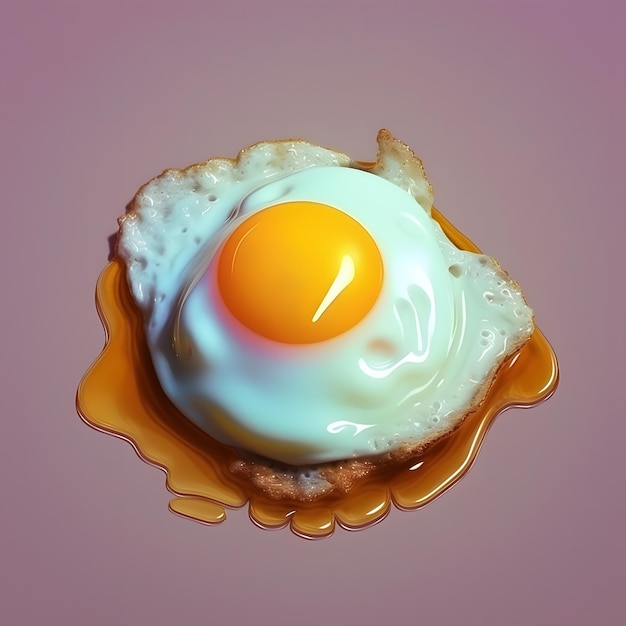 Huevo frito Y2K estilo de moda Arte de ilustración 3d con conceptos de comida Textura holográfica Concepto de retroonda Generativo Ai