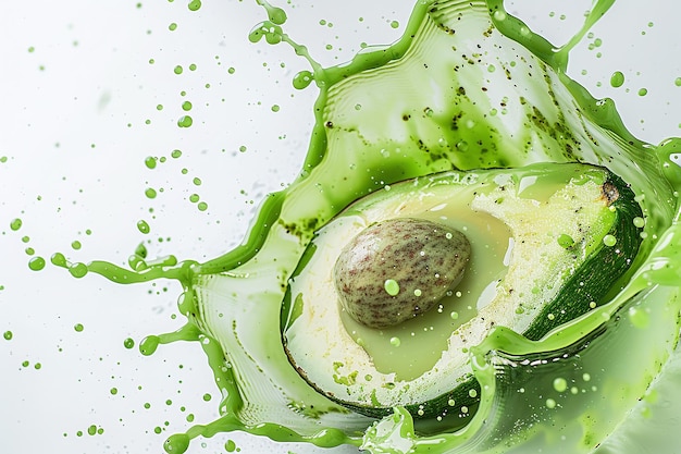un huevo con líquido verde y un pedazo de comida en él