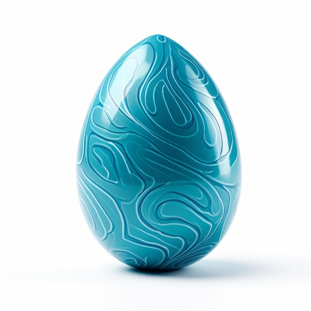 Huevo de Pascua azul aislado sobre fondo blanco
