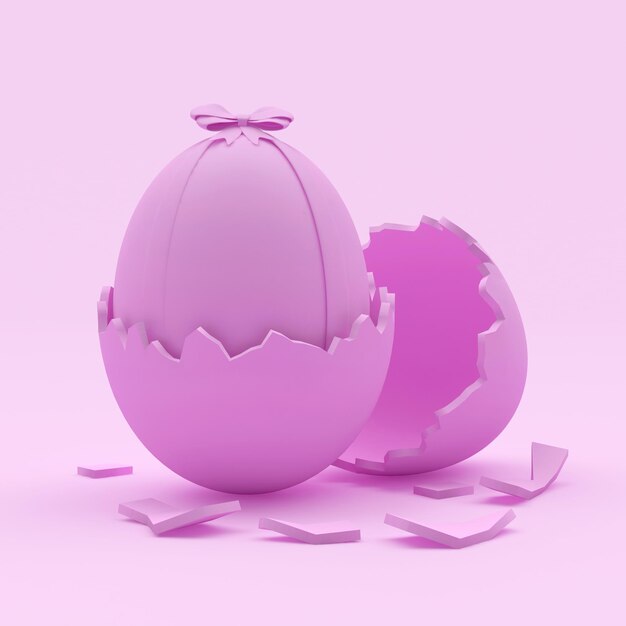 Huevo de Pascua en una cáscara de huevo rota