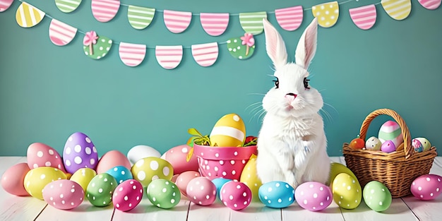 Huevo de Pascua de conejo gracioso Bandera de vacaciones