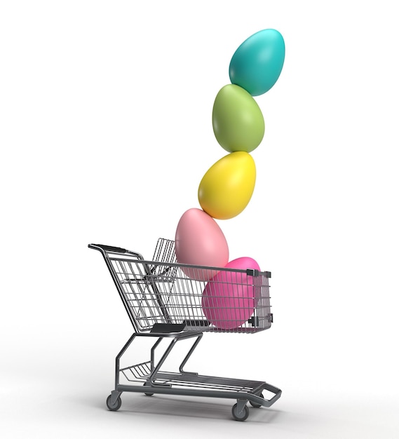 Huevo de Pascua día colorido carrito de compras primavera tiempo marzo abril mes vacaciones conejo conejo oído religioso