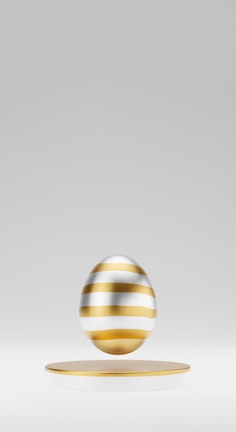 Huevo de Pascua dorado en podio 3d render ilustración feliz día de pascua concepto escena mínima con pedestal y huevo