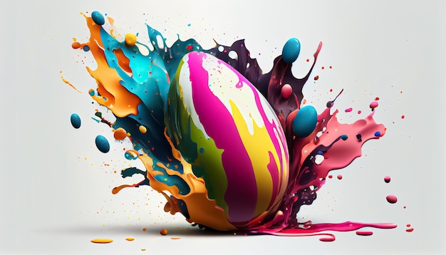 Huevo de Pascua explosión colorida Huevo de Pascua pintura salpicadura Realista 3D