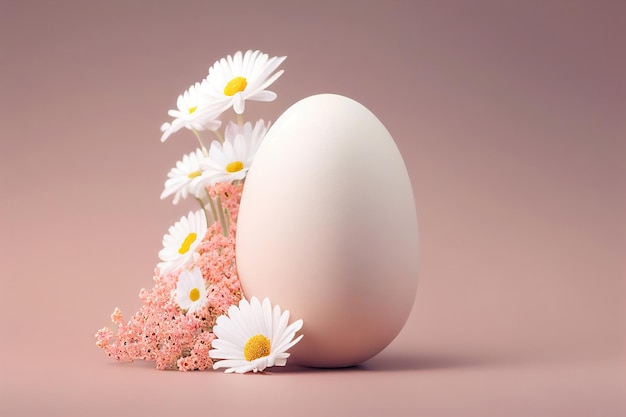 Huevo de pascua con flores de primavera IA generativa