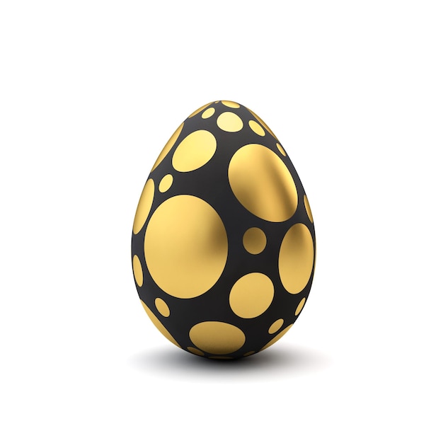 Huevo de Pascua de lujo con patrón dorado y negro Representación 3D
