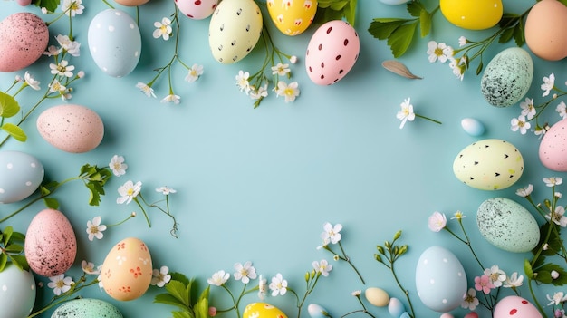 Huevo de Pascua marco de borde con espacio de copia Feliz día de Pascua