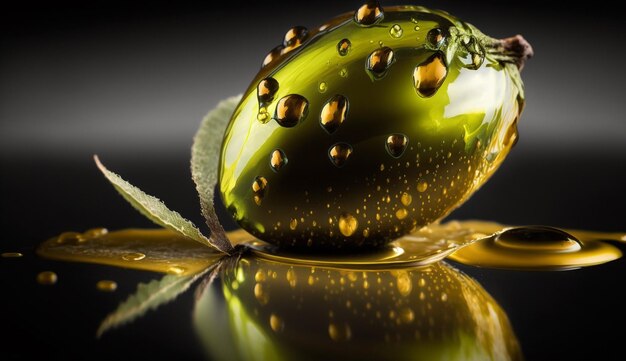 Foto huevo de pascua de oro con una flor