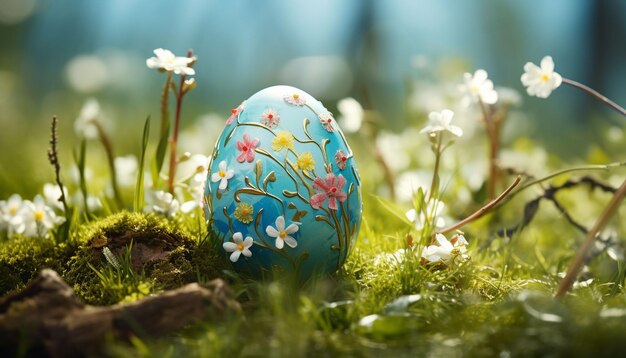 un huevo de Pascua en el prado