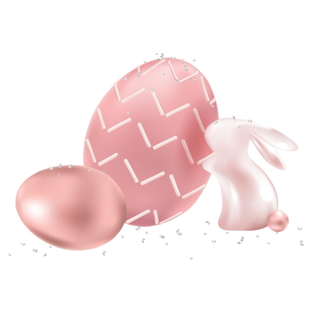 Huevo de Pascua rosa Png y conejo elemento de diseño 3D para tarjeta de felicitación