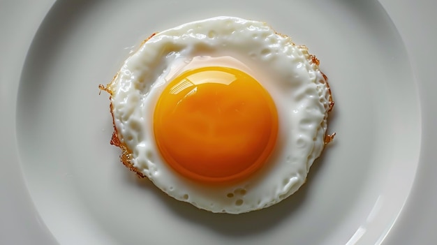 Foto huevo perfectamente cocido con una yema corriente en el centro servido en un plato