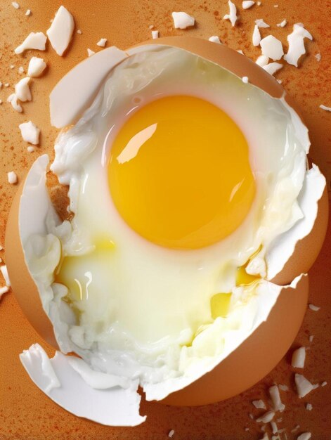 Foto el huevo de pollo está medio roto entre otros huevos