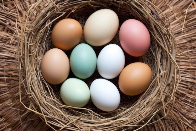 Huevos anidados capturados desde una perspectiva de arriba hacia abajo