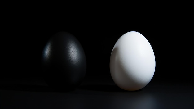 Foto huevos blancos y negros en una mesa oscura de alta resolución