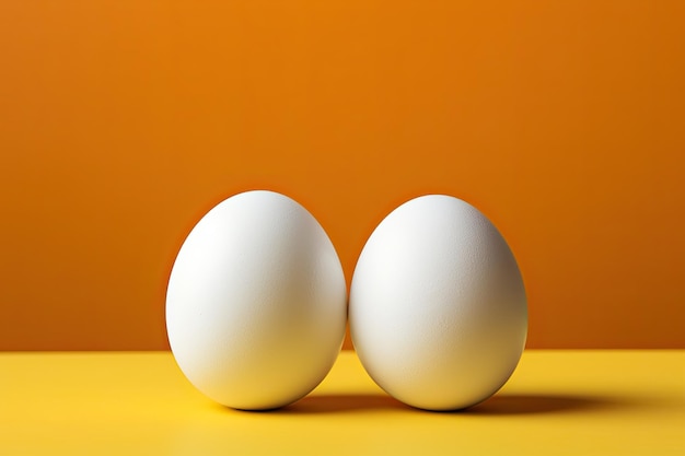 Huevos blancos sobre un fondo amarillo Generar Ai