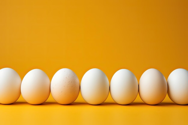 Huevos blancos sobre un fondo amarillo Generar Ai