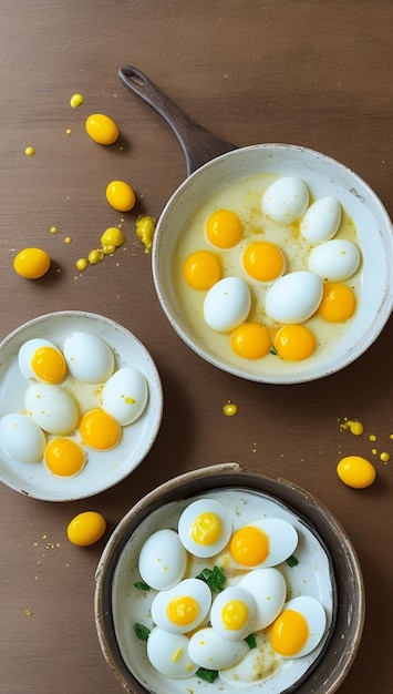 Huevos blancos y yemas de huevo hermoso fondo de Pascua con colorida Pascua