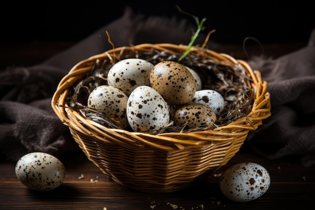 Huevos de codorniz dieta Huevo en el nido Desayuno saludable Nutrición natural orgánica Ingrediente de ensalada Huevo de Codorniz manchado