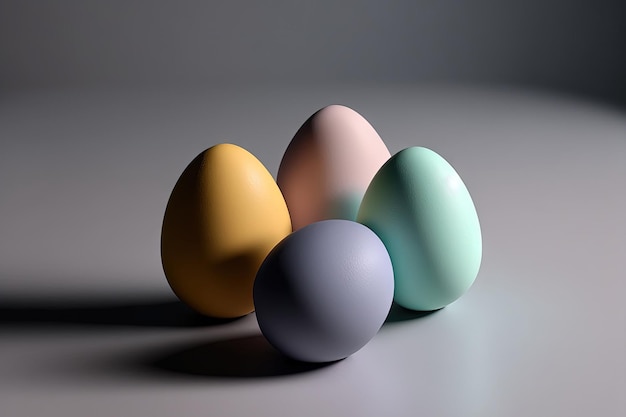 Huevos de colores en gris