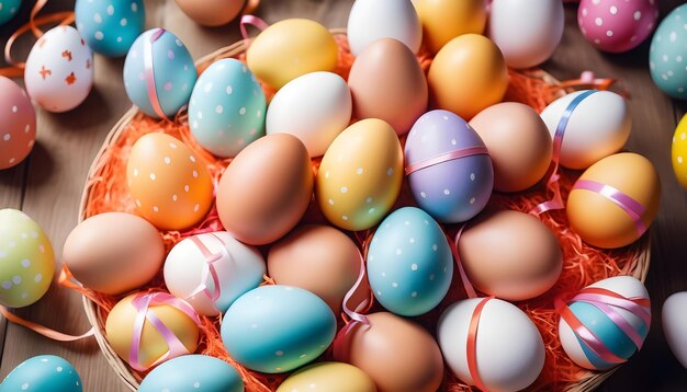 Huevos coloridos y cintas vibrantes iluminan el festival trayendo alegría y calidez de la Pascua