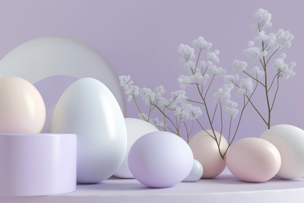 Foto los huevos decorados y las flores delicadas crean una nueva vida y crecimiento festivo y colorido.