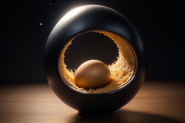 Huevos dentro de una bola de vidrio en el escritorio bajo luz natural primer plano fondo de papel tapiz creativo