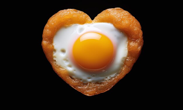 Foto huevos fritos en forma de corazón